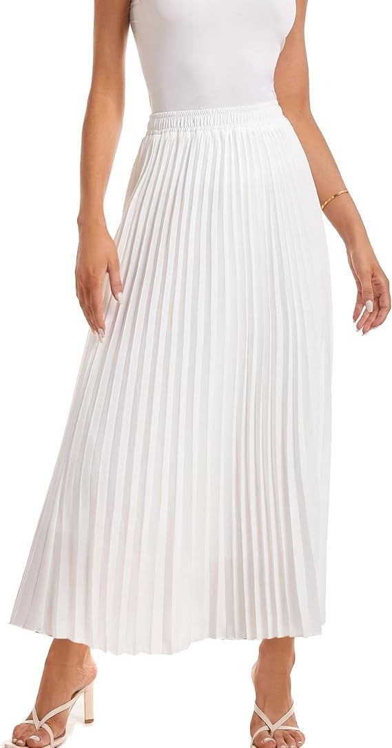 White Pleated Midi Skirt image 2